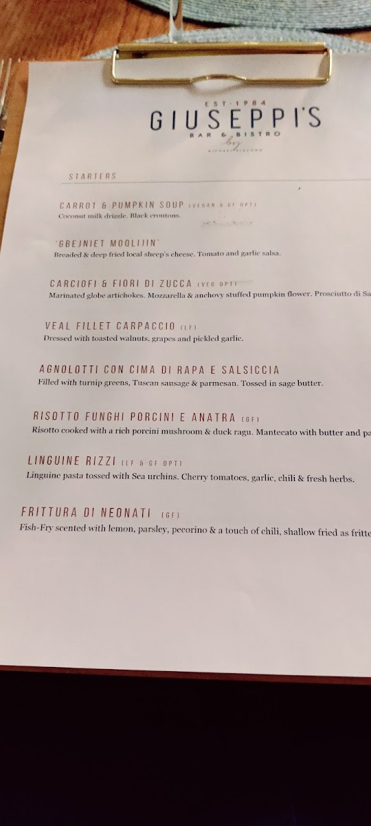 Menu Giuseppi's Bar & Bistro-10
